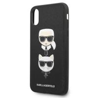 Karl Lagerfeld Saffiano Karl & Choupette Heads - Etui iPhone Xs / X (czarny)