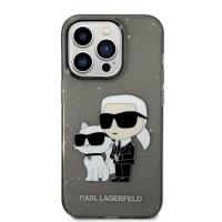 Karl Lagerfeld IML Glitter NFT Karl & Choupette - Etui iPhone 14 Pro (czarny)