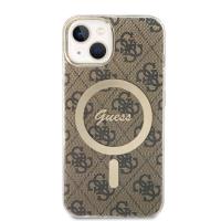 Guess Bundle Pack MagSafe 4G - Zestaw etui + ładowarka MagSafe iPhone 14 Plus (brązowy/złoty)