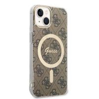 Guess Bundle Pack MagSafe 4G - Zestaw etui + ładowarka MagSafe iPhone 14 Plus (brązowy/złoty)