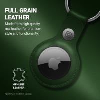 Crong Leather Case with Key Ring – Skórzane etui ochronne brelok do Apple AirTag (zielony)
