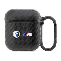 BMW Carbon Double Metal Logo - Etui AirPods 1/2 gen (Czarny)