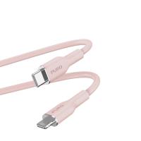 PURO ICON Soft Cable – Kabel USB-C do Lightning certyfikat MFi 1.5 m (Dusty Pink)