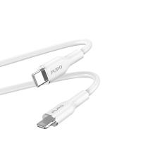 PURO ICON Soft Cable – Kabel USB-C do Lightning certyfikat MFi 1.5 m (White)