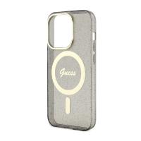 Guess Glitter Gold MagSafe - Etui iPhone 14 Pro (Czarny)