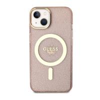 Guess Glitter Gold MagSafe - Etui iPhone 14 Plus (Różowy)