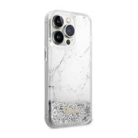 Guess Liquid Glitter Marble - Etui iPhone 14 Pro Max (Biały)