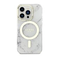 Guess Marble MagSafe - Etui iPhone 14 Pro (Biały)