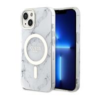 Guess Marble MagSafe - Etui iPhone 14 Plus (Biały)