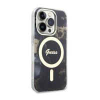 Guess Golden Marble MagSafe - Etui iPhone 14 Pro Max (Czarny)