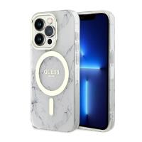 Guess Marble MagSafe - Etui iPhone 14 Pro Max (Biały)