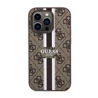 Guess 4G Printed Stripes MagSafe - Etui iPhone 14 Pro (Brązowy)