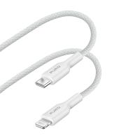 PURO Fabric - Kabel w oplocie USB-C / Lightning certyfikat MFi 1,2m (biały)