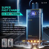 WEKOME WP-325 Vanguard Series - Power bank 20000 mAh Super Charging z wbudowanym kablem USB-C & Lightning PD 20W + QC 22.5W (Czarny / Przezroczysty)