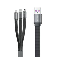 WEKOME WDC-157 King Kong 2nd gen - Kabel połączeniowy 3w1 USB-A do Lightning + USB-C + Micro USB 6A Fast Charging 1.3 m (Czarny)