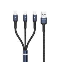 WEKOME WDC-119 Fython Series - Kabel połączeniowy 3w1 USB-A do Lightning + USB-C + Micro USB PD 1.2 m (Czarny)