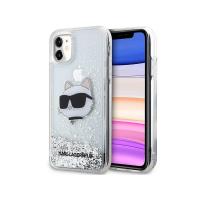 Karl Lagerfeld Liquid Glitter NFT Choupette Head - Etui iPhone 11 (srebrny)