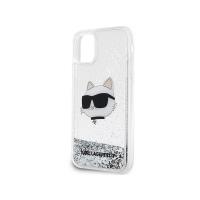 Karl Lagerfeld Liquid Glitter NFT Choupette Head - Etui iPhone 11 (srebrny)