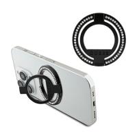 Guess MagSafe Ring Stand Rhinestone - Magnetyczny uchwyt na palec do telefonu z funkcją standu (Czarny)