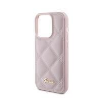 Guess Quilted Metal Logo - Etui iPhone 15 Pro (różowy)
