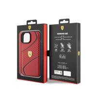 Ferrari Twist Metal Logo - Etui iPhone 15 (czerwony)