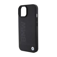 BMW Leather Hot Stamp MagSafe - Etui iPhone 15 Plus (Czarny)