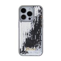 Guess Sequin Script Metal - Etui iPhone 15 Pro Max (srebrny)
