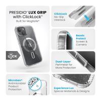 Speck Presidio Lux Grip ClickLock & MagSafe - Etui iPhone 15 / iPhone 14 / iPhone 13 (Clear / Platinium Glitter / Chrome Finish / Serene Silver)