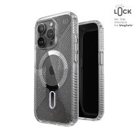 Speck Presidio Lux Grip ClickLock & MagSafe - Etui iPhone 15 Pro (Clear / Platinium Glitter / Chrome Finish / Serene Silver)