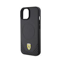 Ferrari Carbon Metal Logo MagSafe - Etui iPhone 15 (czarny)