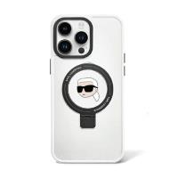 Karl Lagerfeld Ring Stand Karl Head MagSafe - Etui iPhone 15 Pro (biały)