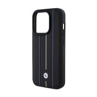 BMW Leather Stamp Blue Lines - Etui iPhone 15 Pro Max (czarny)