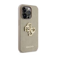 Guess Perforated 4G Glitter - Etui iPhone 15 Pro Max (złoty)