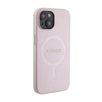 Guess Saffiano MagSafe - Etui iPhone 15 Plus (różowy)