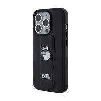 Karl Lagerfeld Gripstand Saffiano Choupette Pins - Etui iPhone 15 Pro (czarny)