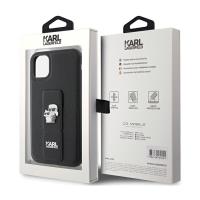 Karl Lagerfeld Gripstand Saffiano Karl & Choupette Pins - Etui iPhone 11 (czarny)
