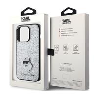 Karl Lagerfeld Fixed Glitter Choupette Logo Metal Pin - Etui iPhone 15 Pro (srebrny)