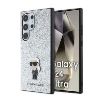 Karl Lagerfeld Fixed Glitter Ikonik Logo Metal Pin - Etui Samsung Galaxy S24 Ultra (srebrny)