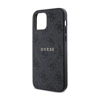 Guess 4G Collection Leather Metal Logo MagSafe - Etui iPhone 12 / iPhone 12 Pro (czarny)