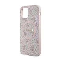 Guess 4G Collection Leather Metal Logo MagSafe - Etui iPhone 12 / iPhone 12 Pro (różowy)