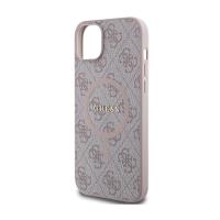 Guess 4G Collection Leather Metal Logo MagSafe - Etui iPhone 15 / 14 / 13 (różowy)