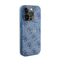 Guess 4G Collection Leather Metal Logo MagSafe - Etui iPhone 14 Pro Max (niebieski)