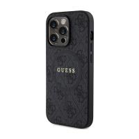 Guess 4G Collection Leather Metal Logo MagSafe - Etui iPhone 14 Pro Max (czarny)