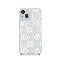DKNY Liquid Glitter Multilogo - Etui iPhone 15 / 14 / 13 (biały)