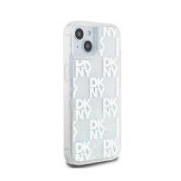 DKNY Liquid Glitter Multilogo - Etui iPhone 15 / 14 / 13 (biały)