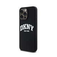 DKNY Liquid Silicone White Printed Logo MagSafe - Etui iPhone 13 Pro Max (czarny)