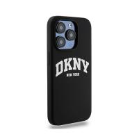 DKNY Liquid Silicone White Printed Logo MagSafe - Etui iPhone 14 Pro (czarny)