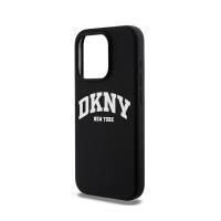 DKNY Liquid Silicone White Printed Logo MagSafe - Etui iPhone 14 Pro (czarny)