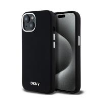 DKNY Liquid Silicone Small Metal Logo MagSafe - Etui iPhone 15 Plus / 14 Plus (czarny)