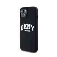 DKNY Liquid Silicone White Printed Logo MagSafe - Etui iPhone 15 Plus / 14 Plus (czarny)